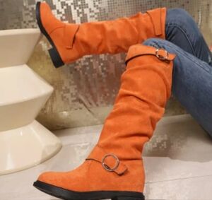 Orange Faux suede Women's Boots